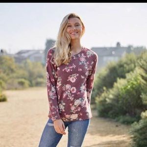 PLUS SIZE Cozy Burgundy Floral Sweatshirt